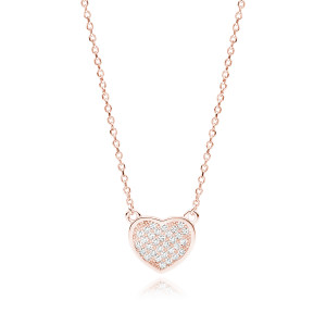 Colier argint placat cu aur roz cu inima si pietre DiAmanti Z1768NRG-DIA (Argint 925‰ 2,1 g.)